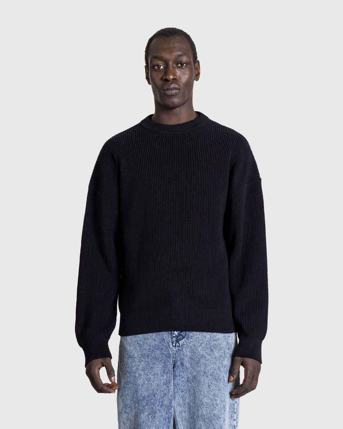 Black crew 2025 neck knitted jumper
